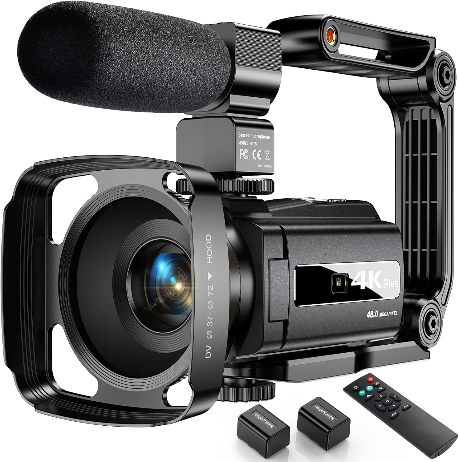 4K Video Camera Camcorder 48MP 60FPS Ultra HD Video Camera with Vlogging Camera for YouTube 16X Digital Video Camera with Microphone 6-Axis Anti-Shake IR Night Vision Recorder (4K Plus Version)