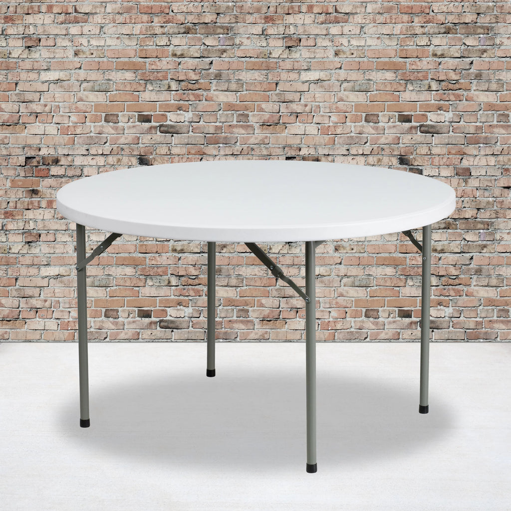Flash Furniture 4' Round Plastic Folding Banquet and Event Table, Granite White