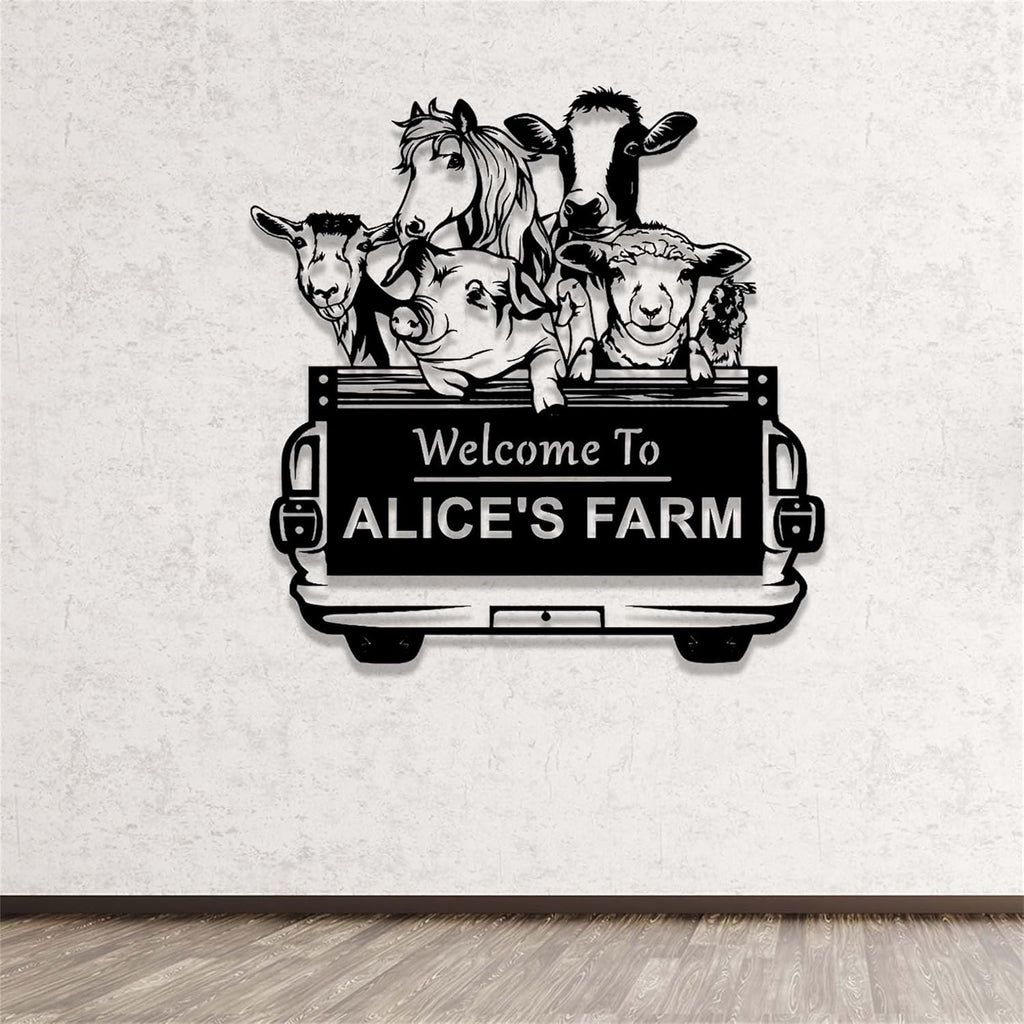 Farm Animals Metal Sign, Farmhouse Welcome Sign, Barn Ranch Decor E369355