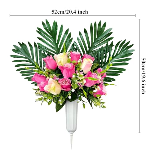 Artificial Flower Saddle for Cemetery Grave Decorations, White-Purple Lilies and Roses X82395