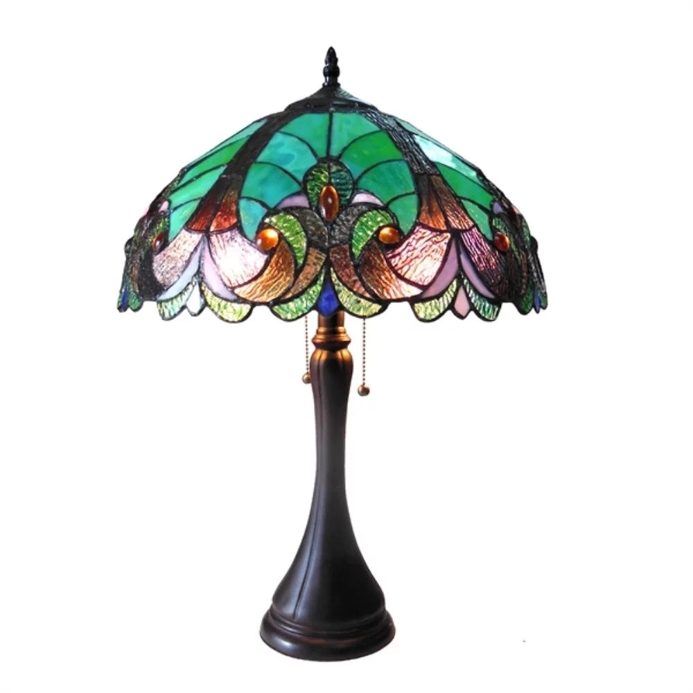 Chloe Lighting Amor Tiffany-Style 2-Light Victorian Table Lamp with 16" Shade