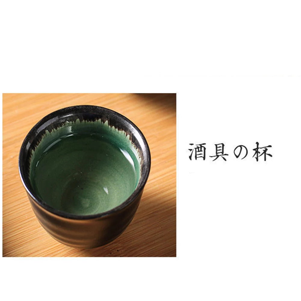 Japanese Sake Set 5-Piece Porcelain Ceramic with Serving Bottle and 4 Cups N1508