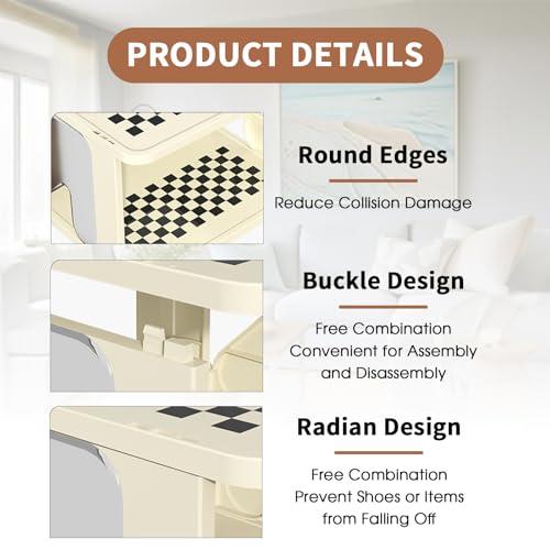 Vertical Shoe Rack Organizer for Closet, Foldable Narrow Free Standing Shoes Storage, Three Layers T983051