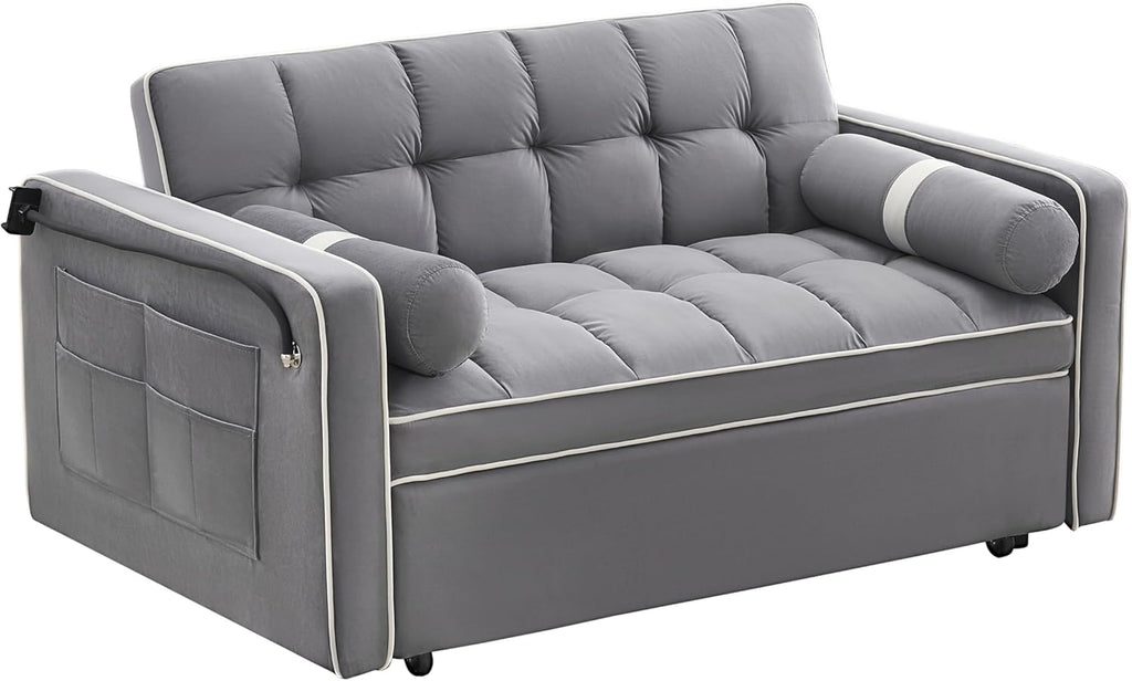 Convertible Sofa Bed with Adjustable Backrest, 55" Loveseat for Small Spaces Y665084