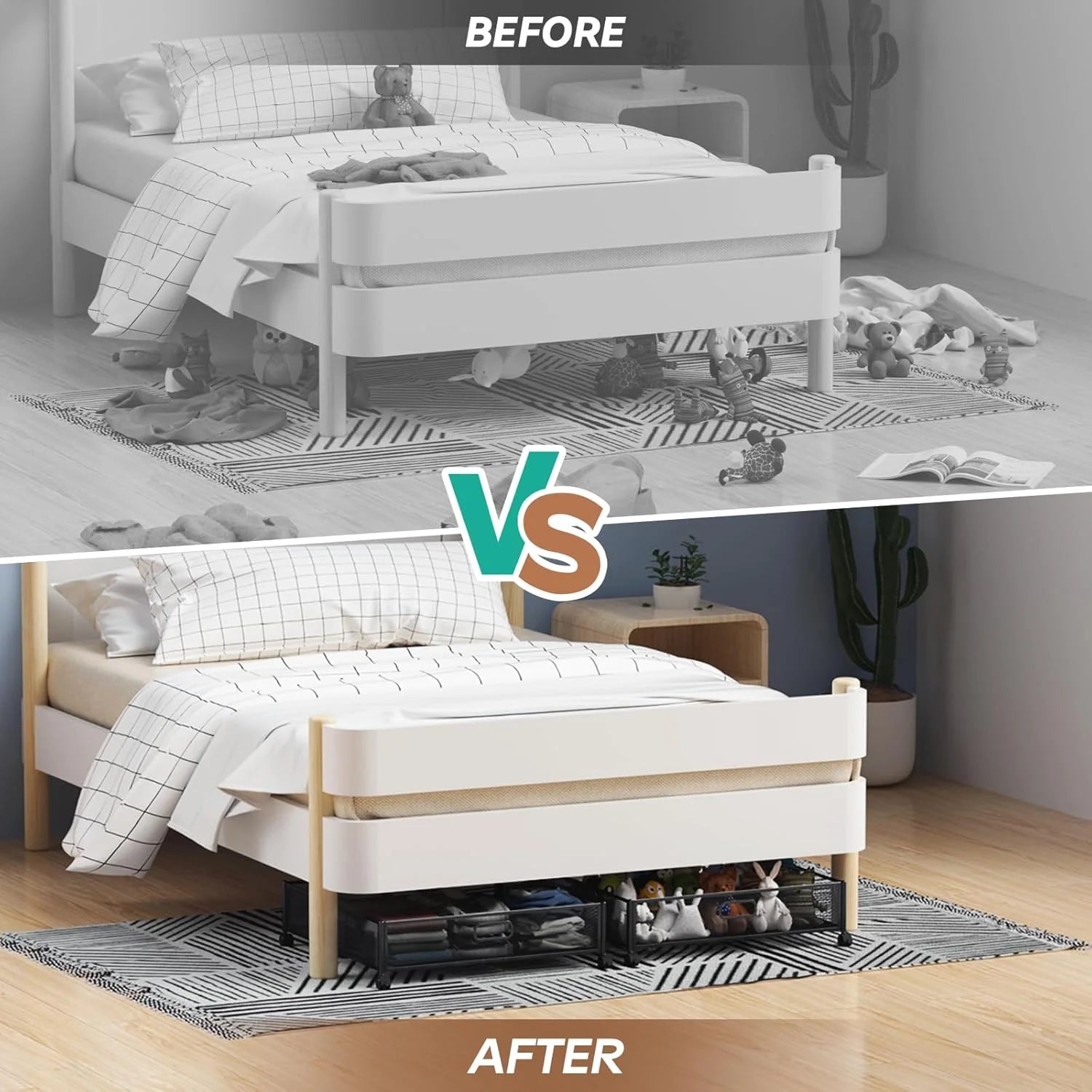 Under Bed Storage Containers with Wheels, 2-Pack B1329