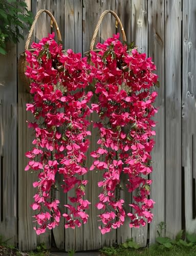 Fuchsia Artificial Bougainvillea Silk Hanging Flowers, 49 Inch, Pack of 2 B434