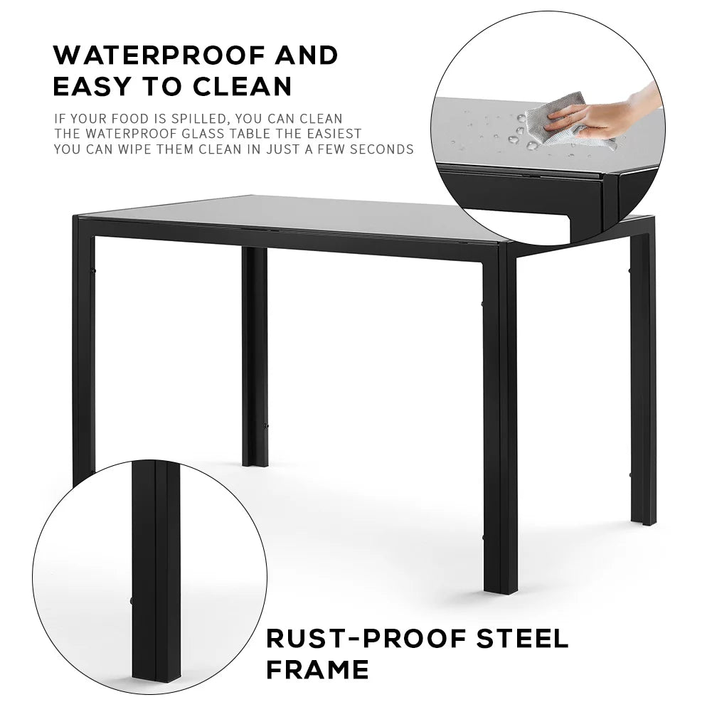 Glass Dining Table and 4 PU Leather Chair for Kitchen S511