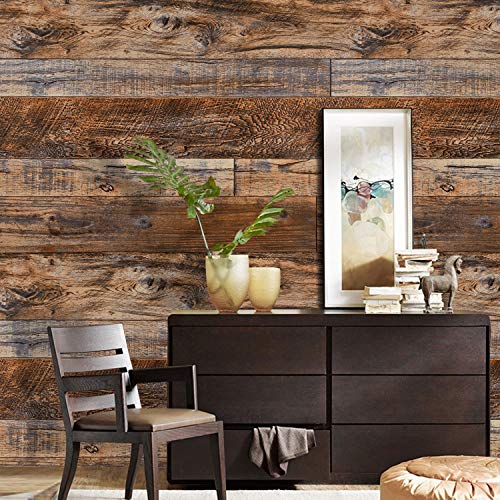 Brown Wood Peel and Stick Wallpaper Shiplap Self Adhesive Wood Plank H3107