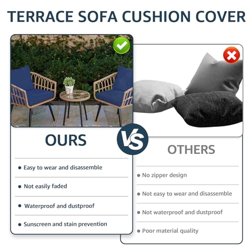 Outdoor Patio Cushion Covers Replacement, 23.6x23.6x3.9 Navy Blue W2792