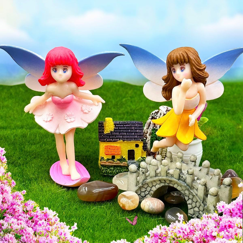 Miniature Fairy Figurines - 4Pcs Resin Flower Fairies for Garden, Bonsai & Dollhouse Decor X859