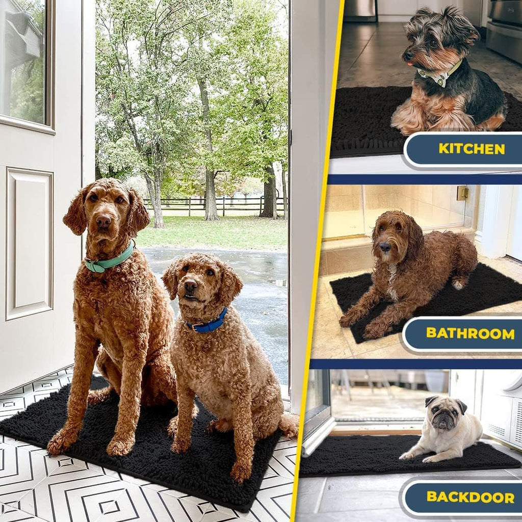 Non Slip Thick Microfiber Door Mat, Washable Chenille Runner for Indoor Outdoor Use G433119