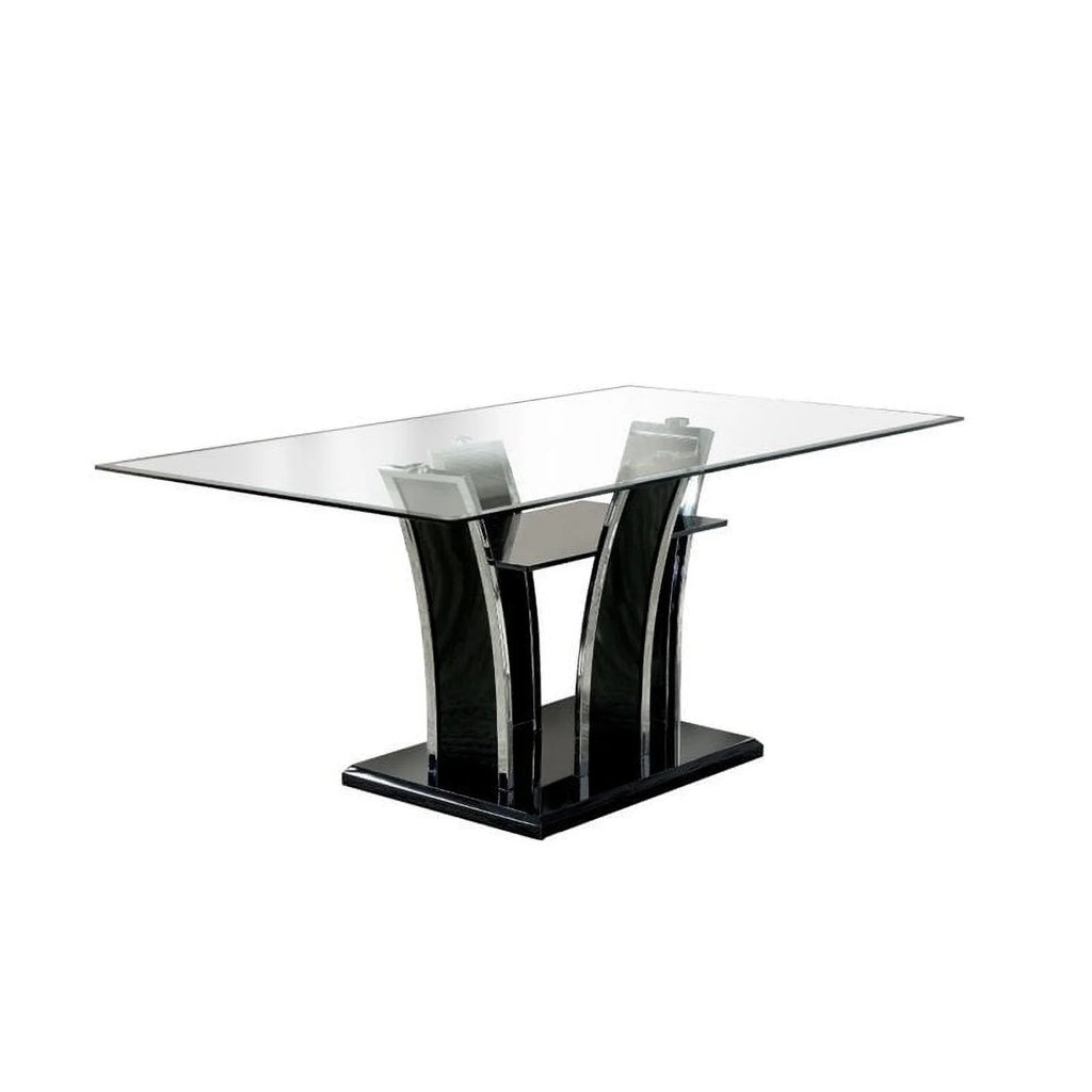 Contemporary Glass Top Dining Table in Black Z7669
