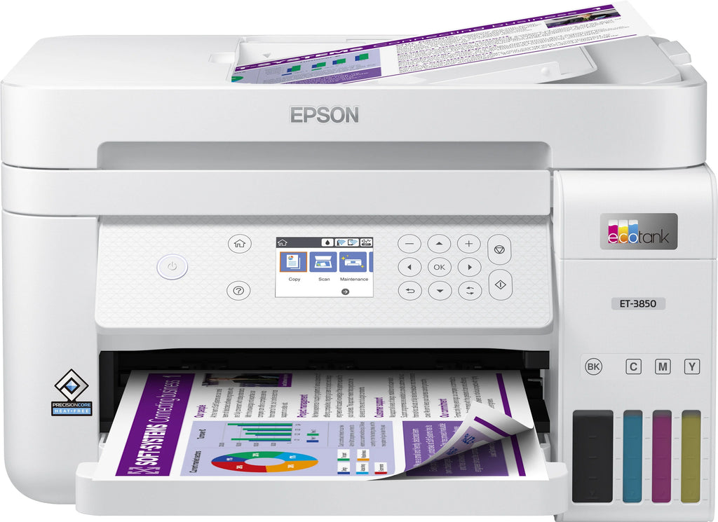 All-in-One Inkjet Printer with Scanner, Copier, White, Bundle with Printer Cable W677