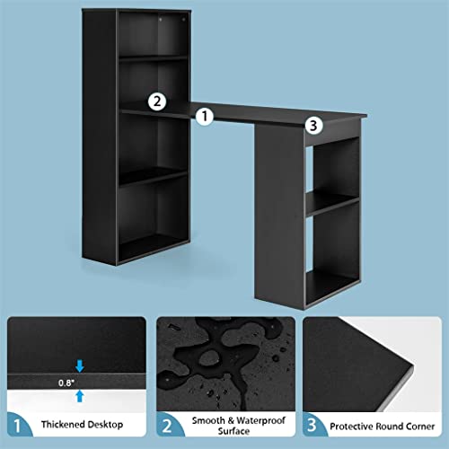 Computer Desk with 6 Tier Storage Shelves, Black T992352