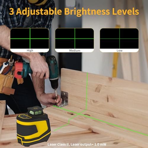 Self-Leveling Green Cross Line Laser with Tripod, Horizontal Vertical Beam, for Picture Hanging Construction Tile Wall, Carrying Pouch Battery Included N96524