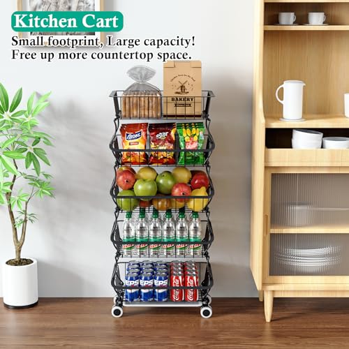 Stackable Fruit Basket with Wheels for Kitchen Storage Z4813