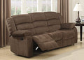AC Pacific Bill Modern Upholstered Living Room Manual Padded Pillow Top Armrests Seat, Reclining Sofa, Walnut