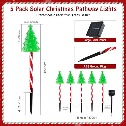 Solar Christmas Candy Cane Lights Outdoor, Pathway Stake Lights, 24 Pack G8137