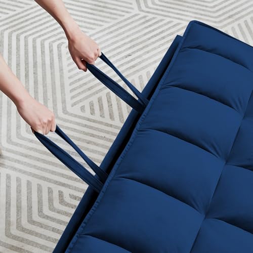 Velvet Convertible Sofa Sleeper with Detachable Arm Pockets O80682
