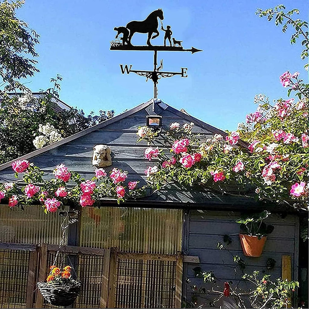 Metal Weathervane with Roof Mount for Garden Decor O489