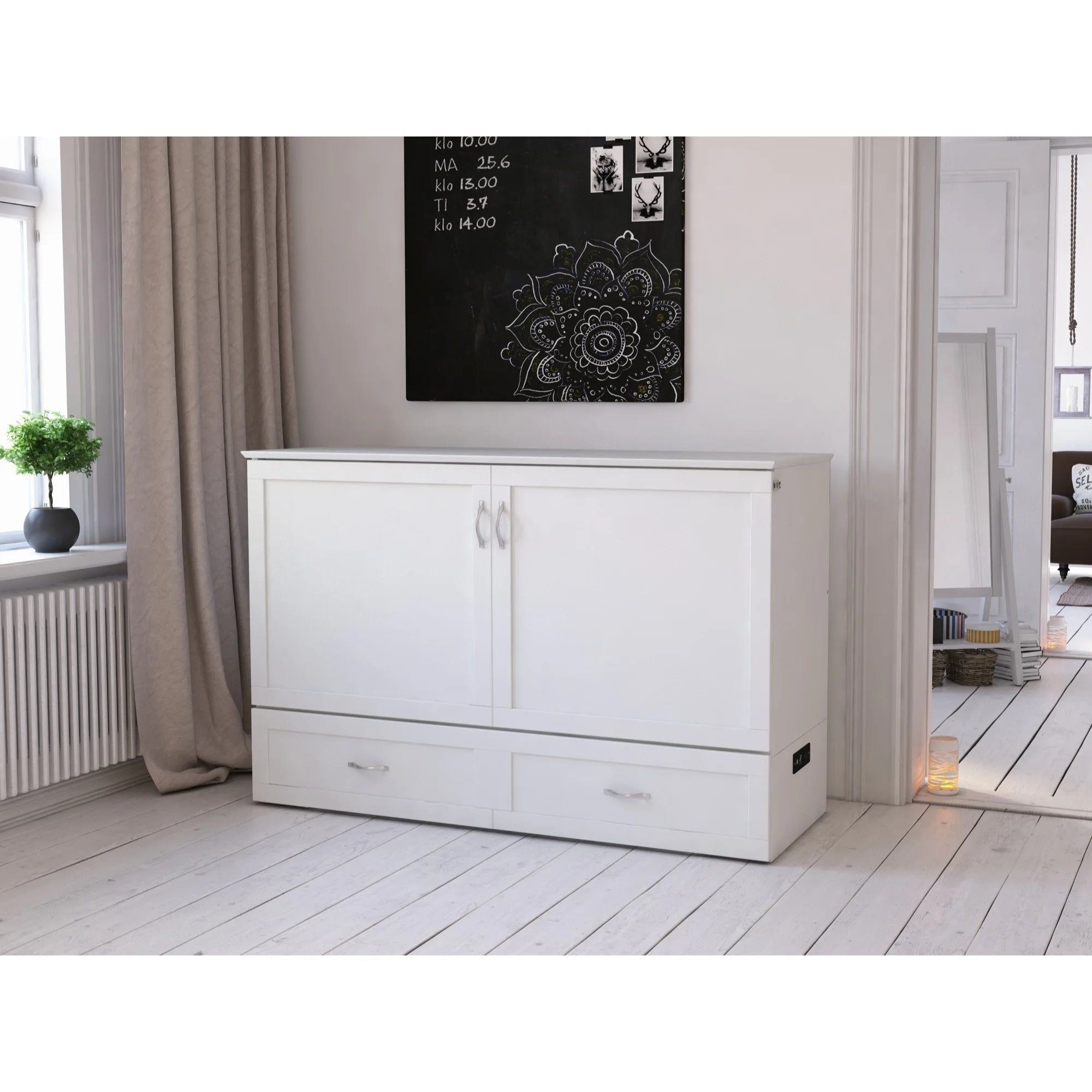 Queen Murphy Bed Chest with Charging Station J79477