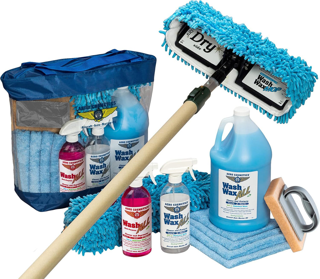 Waterless RV Boat Wash Wax Mop Kit with Telescoping Pole V5465