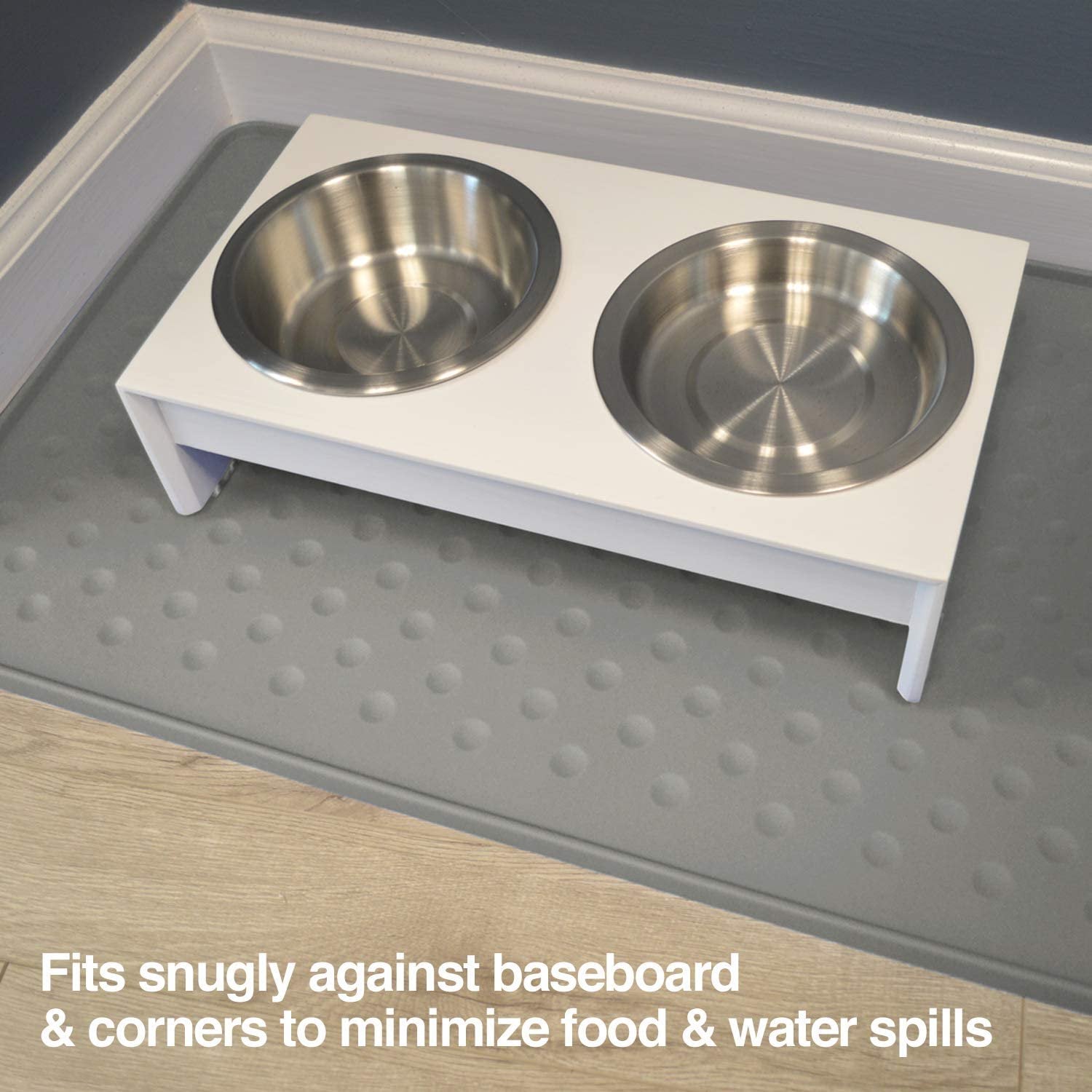Large Dog Food Mat, Waterproof Silicone, Grey X9665
