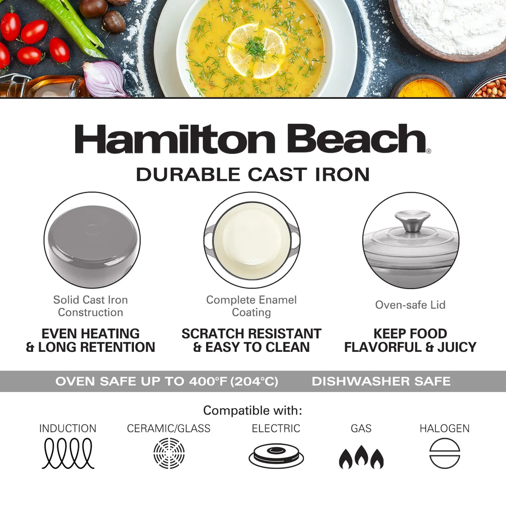 Enameled Cast Iron Dutch Oven with Lid, 3-Quart M289
