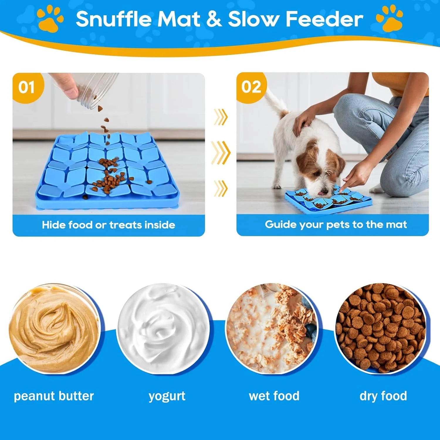 Silicone Snuffle Mat for Large Dogs, Slow Feeder Lick Mat with Suction Cups Y688685