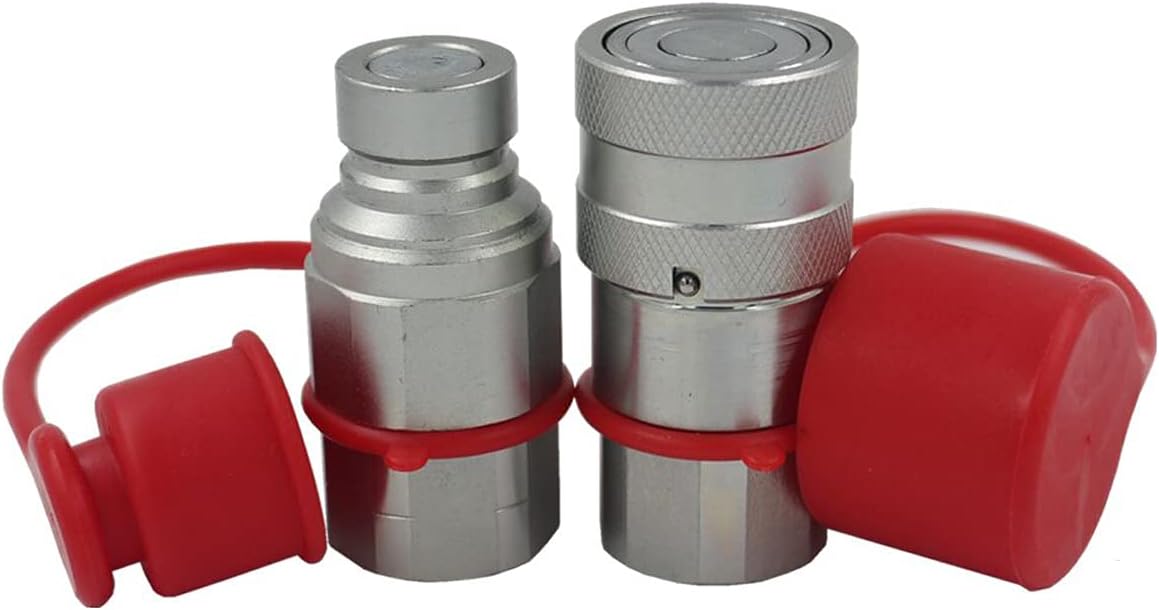 3/4" SAE-12 UNF Flat Face Hydraulic Quick Connect Coupler, Dust Cap, 2-Pack B734227