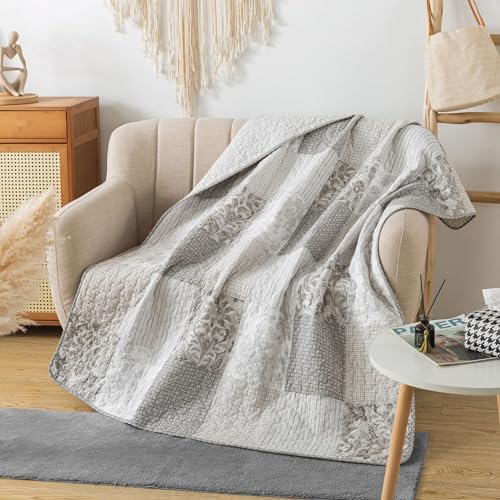 Pink Patchwork Cotton Quilted Throw Blanket 50x60 I4130