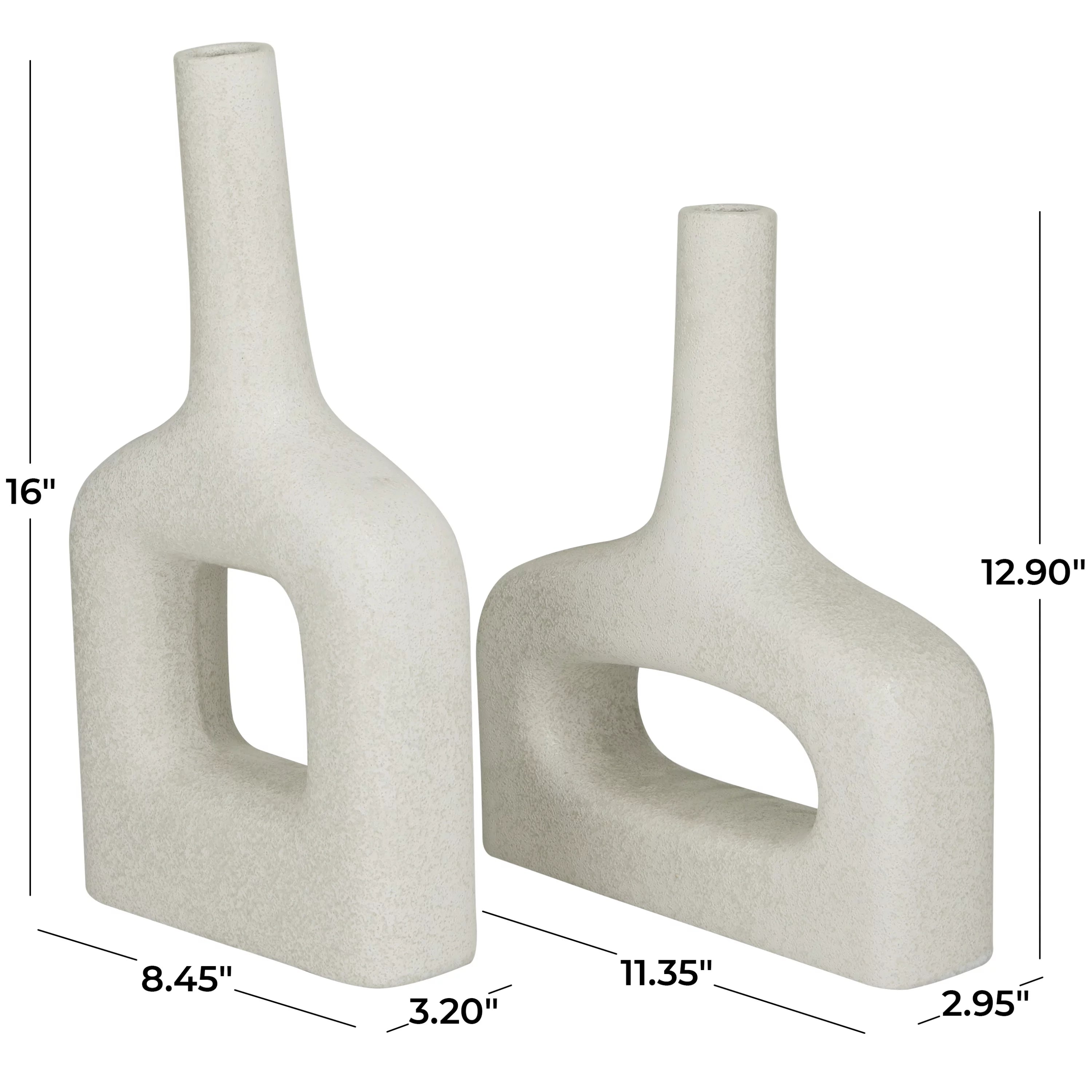Donut Shaped White Ceramic Vase, Set of 2 Z5447
