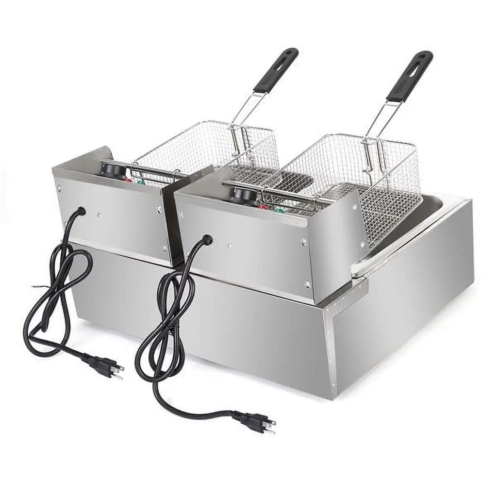 12L Dual Tank Electric Deep Fryer with 2 Basket R834