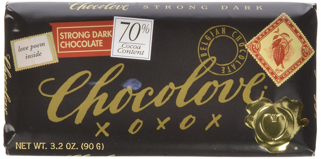 Chocolove Dark Chocolate, Strong 70%, 3.2 Ounce (Pack of 12)