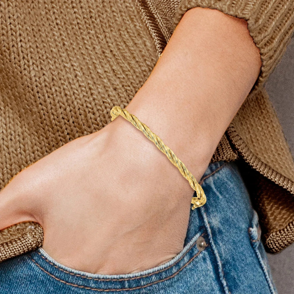 Polished Twisted Hinged Bangle Y378073