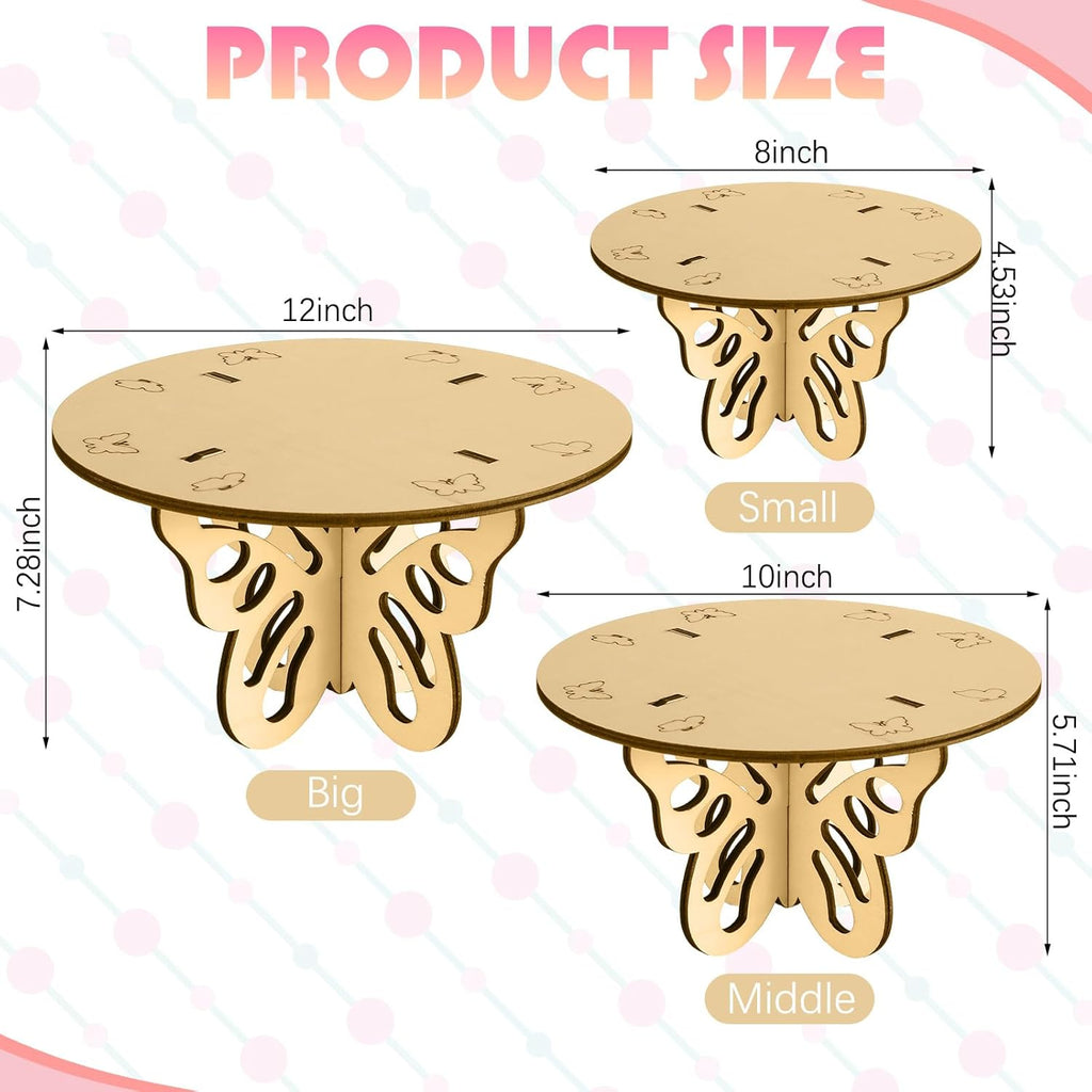 Butterfly Wood Cake Stands Set 12 10 8 Inch for Party Q64574