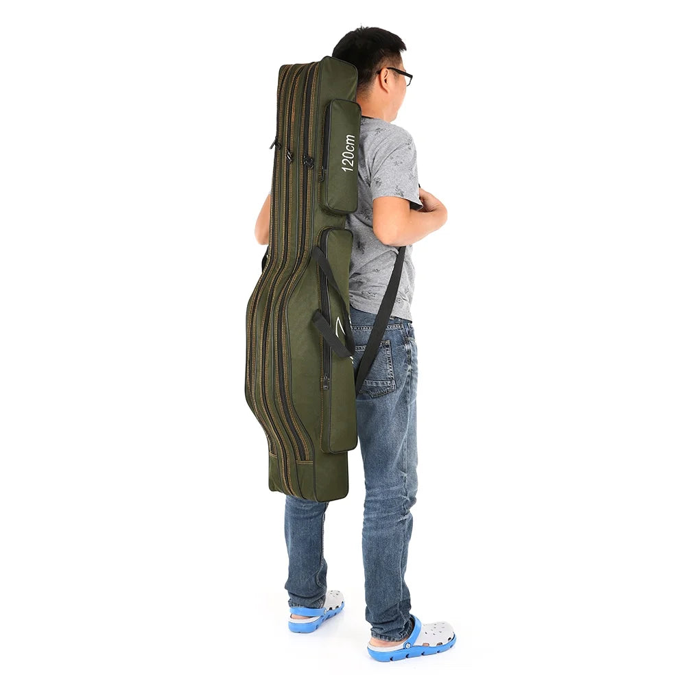 Portable Folding Fishing Rod Carrier Canvas Storage Bag H3984