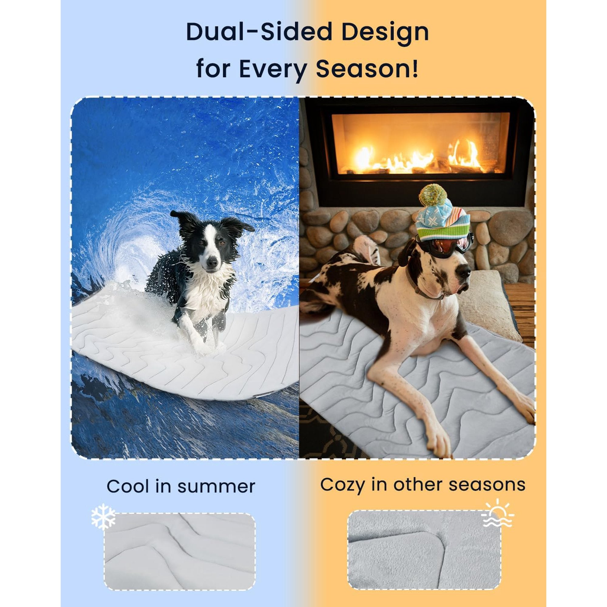 Dog Cooling Mat 36 x 23 Inch Reversible Pad for Crate and Bed V377
