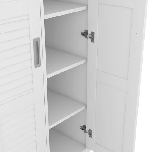 3-Door Mirror Wardrobe with 2 Drawers & Top Cabinets, Freestanding Closet with Hanging Rail & Shelves A228