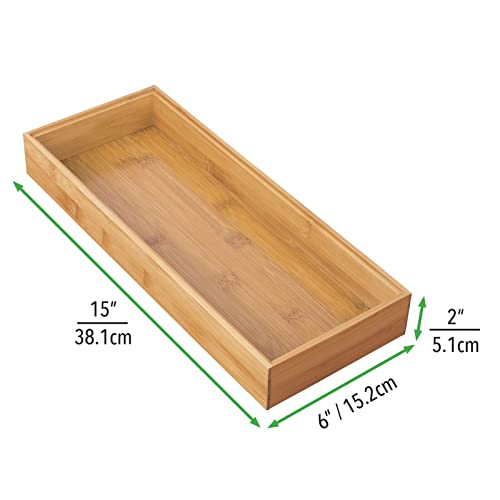Wooden Bamboo Drawer Organizer - 12" Stackable Storage Tray for Kitchen Utensils and Flatware, 2 Pack P51902