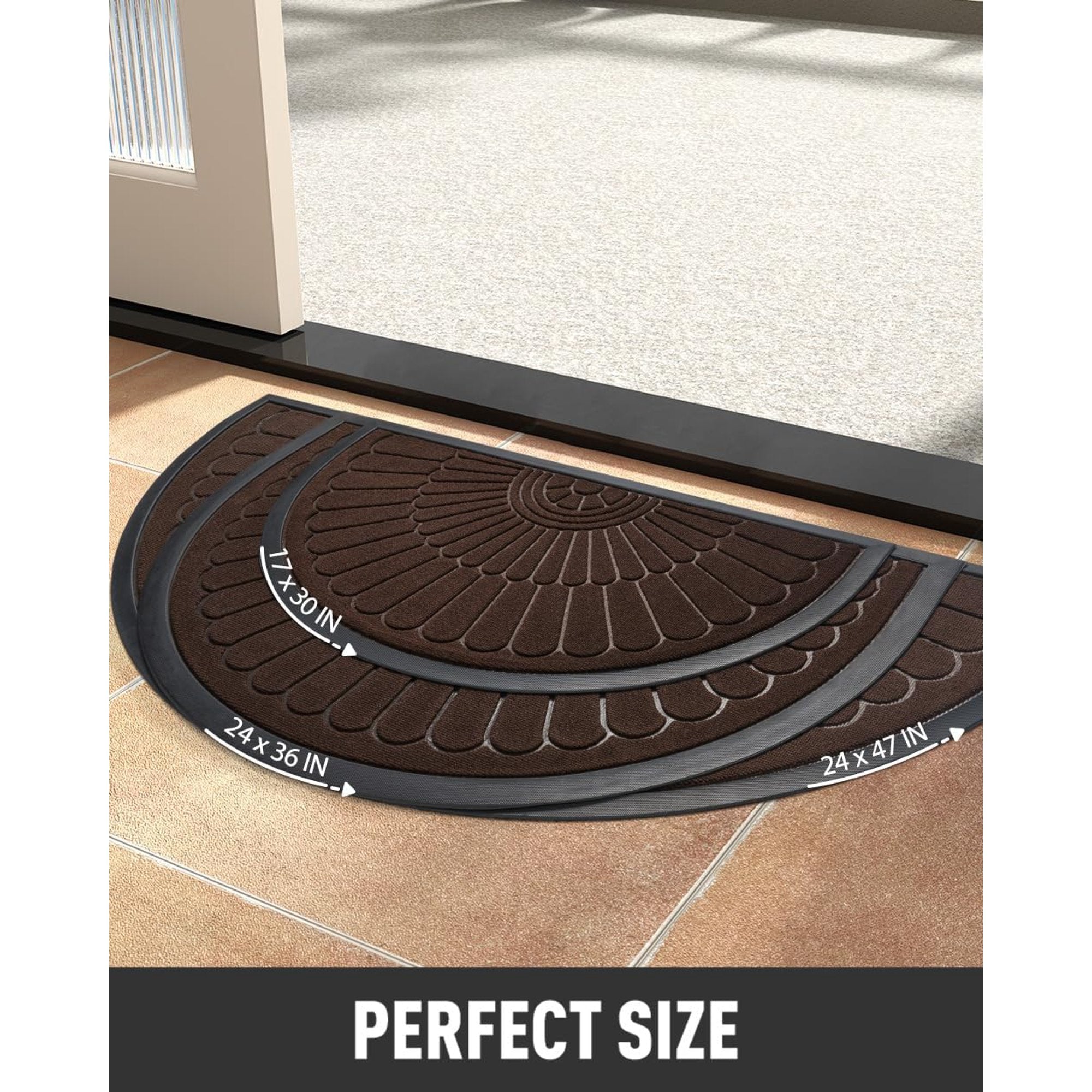 Semicircular Non Slip Rubber Door Mat for Outdoor Indoor Entrance W6008