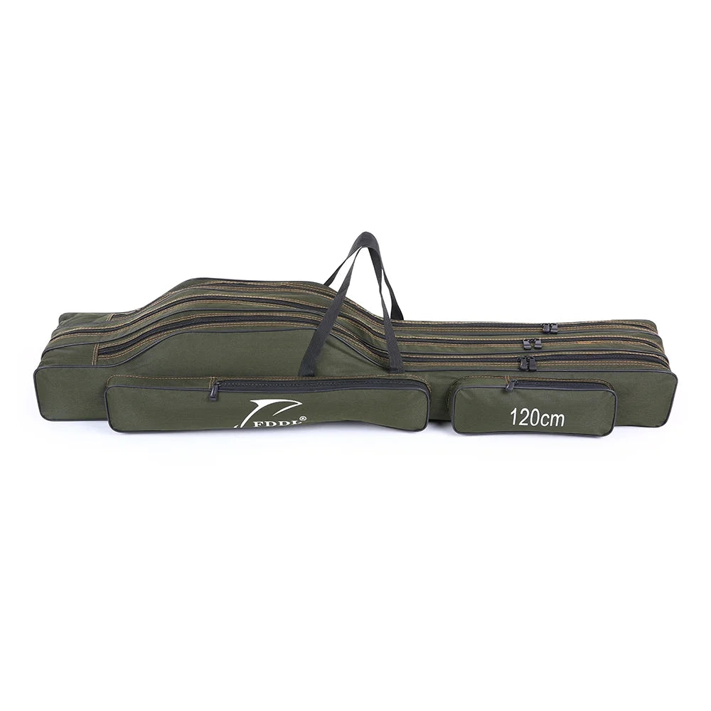 FDDL Portable Folding Fishing Rod Carrier Canvas Fishing Pole Tools Storage Bag Case Fishing Gear Tackle