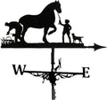Decoration Wind Vane, Weathervane with Roof Mount Weathercock Wind Direction Indicator, Retro Farmer and Horse Metal Weathervane Garden, Creative Stainless Steel Home Decor Ornament