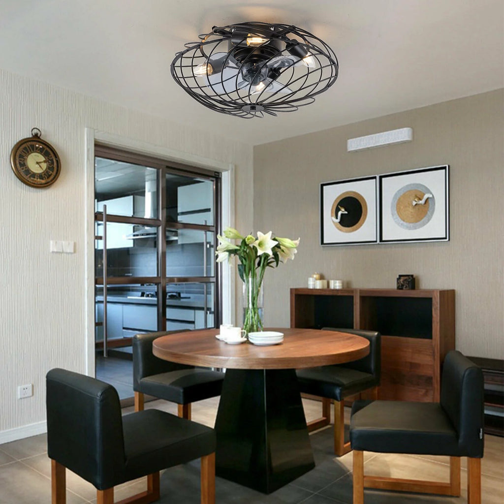 Retro Metal Ceiling Fan Light with Remote Control I640775