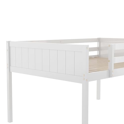Low Loft Bed with Convertible Ladder and Safety Guardrail R222