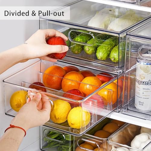 Stackable Refrigerator Organizer Bins with Pull-Out Drawer W455703