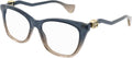 Gucci GG1012O 002 Eyeglasses Frame Women's Blue Full Rim Cat Eye 54mm
