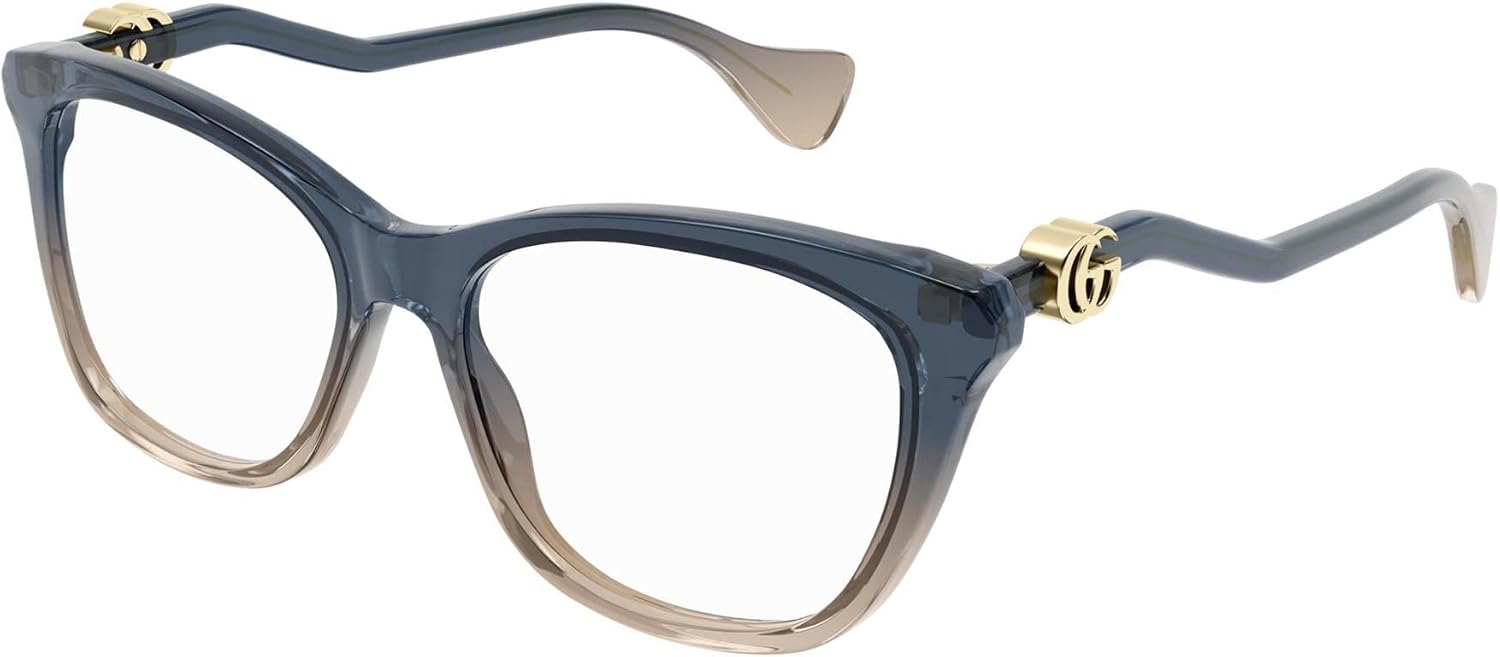 Gucci GG1012O 002 Eyeglasses Frame Women's Blue Full Rim Cat Eye 54mm