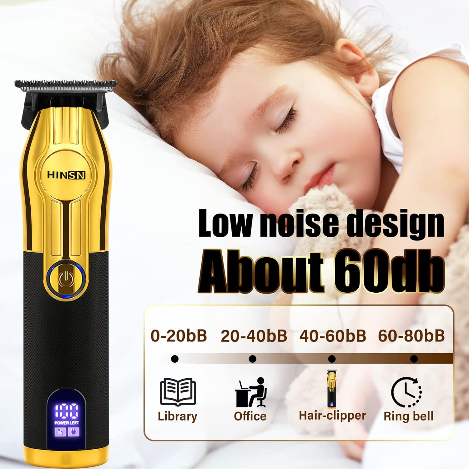 Men's Cordless Hair Clippers with LED Display, Low Noise Z557