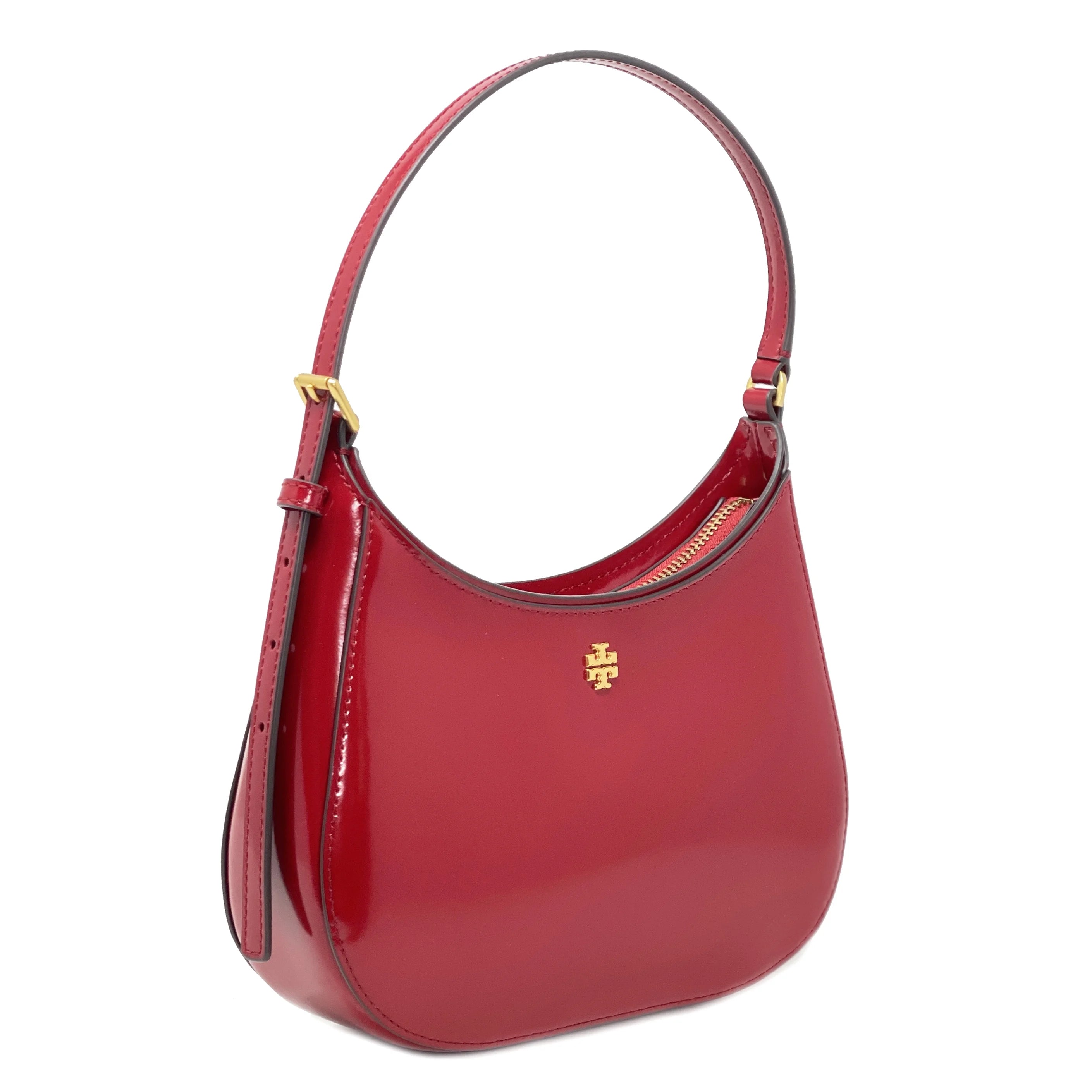 Women's Small Patent Zip Shoulder Bag Y676